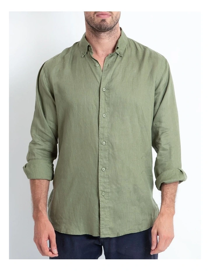 New π₯ DESTii Long Sleeve Linen π Shirt In Khaki β¨ - Image 3