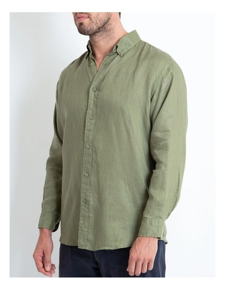 New π₯ DESTii Long Sleeve Linen π Shirt In Khaki β¨ - Image 5