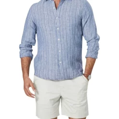 Brand new 🎉 Gazman Tailored French Linen Stripe Long Sleeve 👚 Shirt In Blue 💯