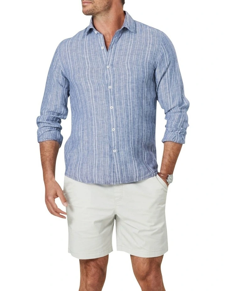 Brand new π Gazman Tailored French Linen Stripe Long Sleeve π Shirt In Blue π―