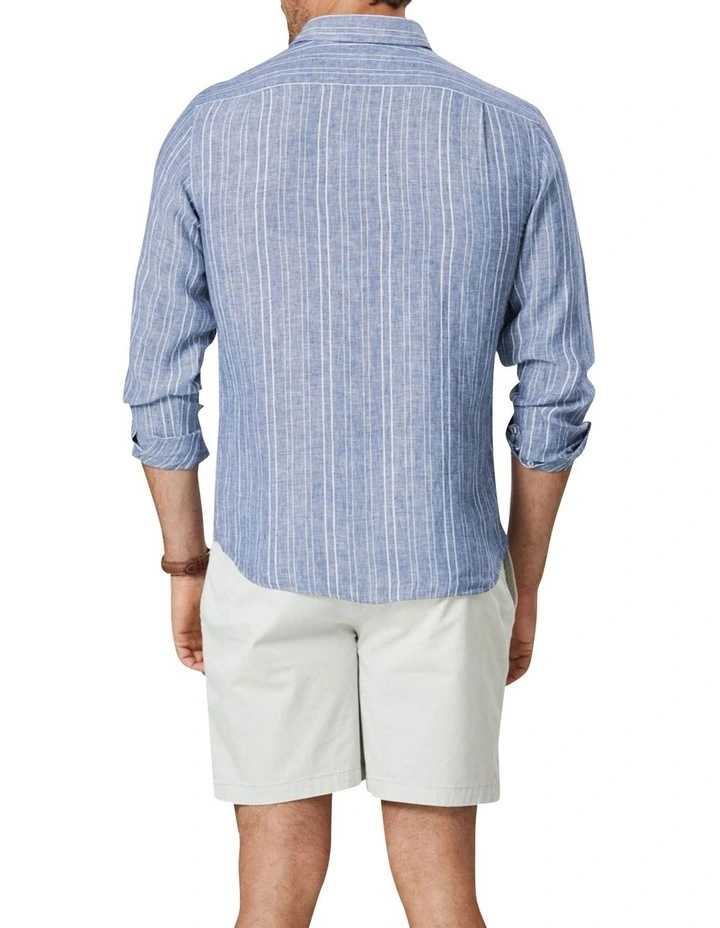 Brand new π Gazman Tailored French Linen Stripe Long Sleeve π Shirt In Blue π― - Image 2