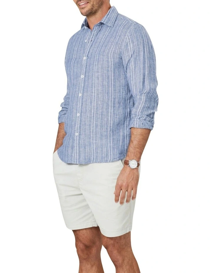 Brand new π Gazman Tailored French Linen Stripe Long Sleeve π Shirt In Blue π― - Image 4