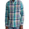 Cheapest 💯 Gant Regular Linen Madras Long Sleeve 👚 Shirt In Aqua Green 🔔