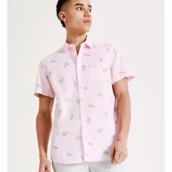 Coupon 🔔 Kenji Wattletree Textured Convo Print Short Sleeve 👕 Shirt In Pink 👍