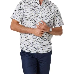 Wholesale 👏 Gazman Casual Fish Print Short Sleeve 👕 Shirt In White ✨