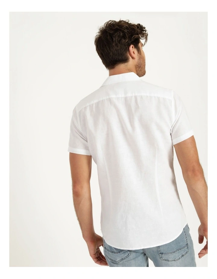 New π Maddox Lennon Linen Short Sleeve π Shirt White π - Image 6