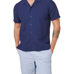 Flash Sale ✨ Blazer Pierce Short Sleeve Seersucker 👚 Shirt In Navy 😍