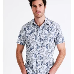 Coupon 🎉 Maddox Kalanchoe Floral Print Short Sleeve 👚 Shirt In White ❤️