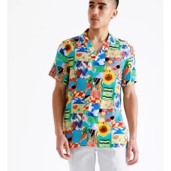 Best Pirce ⭐ Kenji Patchwork Print Short Sleeve Rayon 👚 Shirt In Assorted 🛒