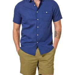 Outlet 🌟 Blazer Louis Linen Blend 👚 Shirt In Navy 😀