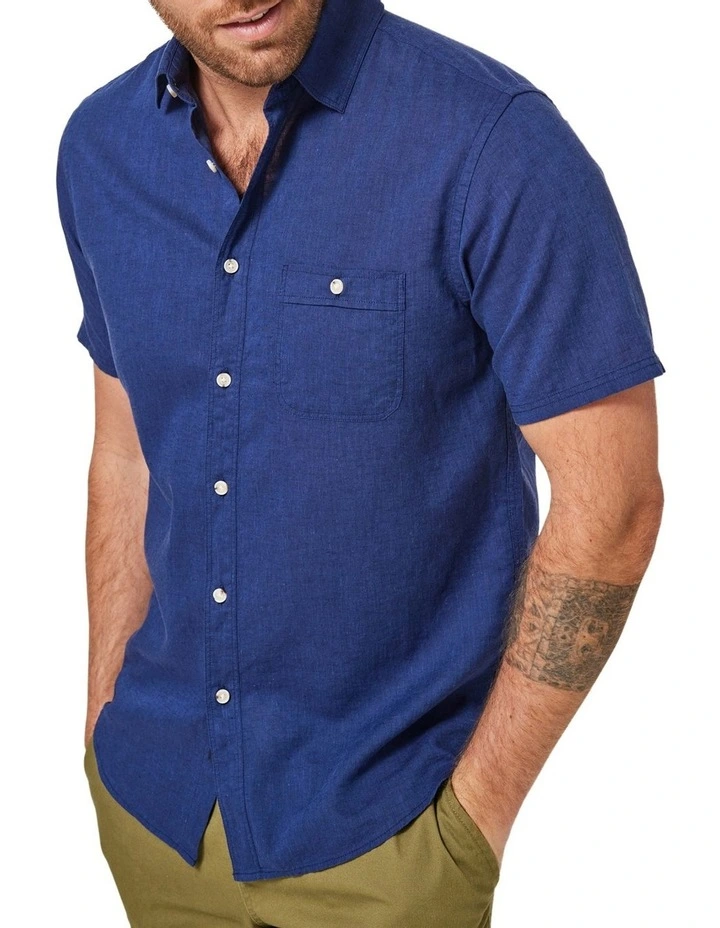 Outlet π Blazer Louis Linen Blend π Shirt In Navy π - Image 4