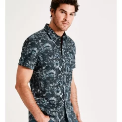 Outlet 🔥 Maddox Wategos Print Short Sleeve 👚 Shirt In Navy 🛒