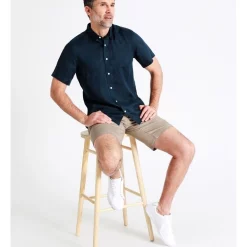 Deals 🧨 Reserve Bodega Linen Button Down Short Sleeve 👚 Shirt In Dark Navy 👏