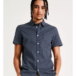 Best reviews of 🔔 Kenji Flynn Geo Print Short Sleeve 👕 Shirt In Blue ✔️