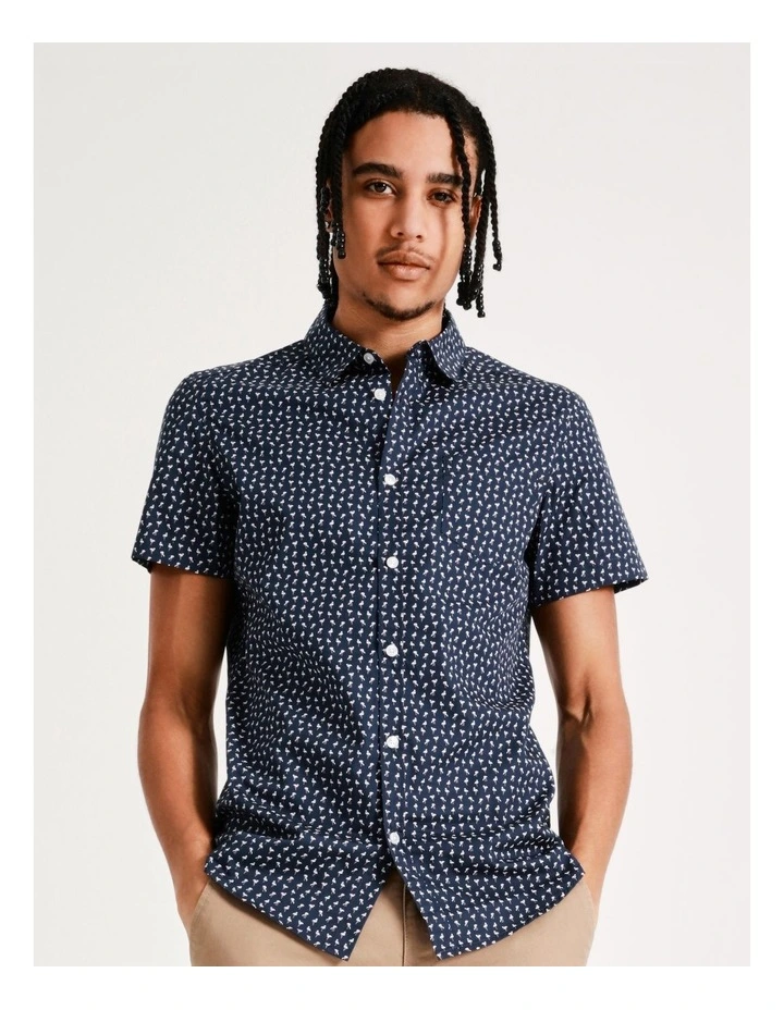 Best reviews of π Kenji Flynn Geo Print Short Sleeve π Shirt In Blue βοΈ