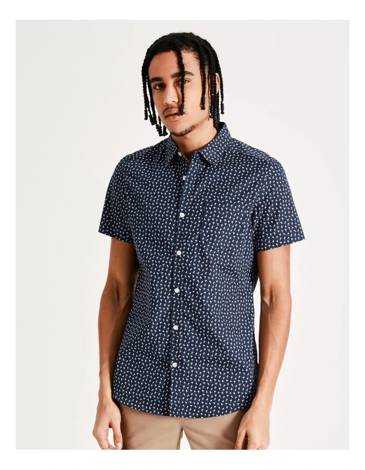 Best reviews of π Kenji Flynn Geo Print Short Sleeve π Shirt In Blue βοΈ - Image 4