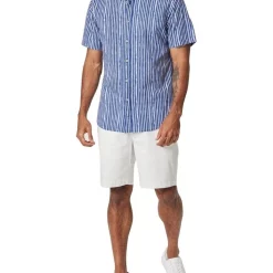 Coupon 😍 Blazer Lisbon Short Sleeve Stripe Print 👚 Shirt In Blue 🔔