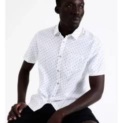 Cheap 🔥 Blaq Winnie Geo Print Short Sleeve Relaxed 👚 Shirt In White 🛒