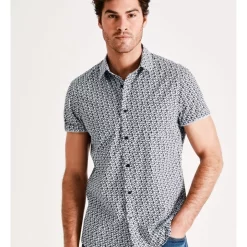 Hot Sale ✔️ Maddox Pelican Print Short Sleeve 👕 Shirt In Navy 🥰