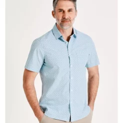 Promo ✨ Reserve Oak Hill Print Short Sleeve 👚 Shirt In Light Blue ⌛