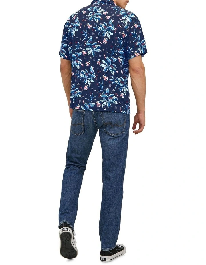 Cheap βοΈ Jack & Jones Rey π Christmas Relaxed Short Sleeve π Shirt In Navy π - Image 2