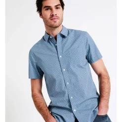 Best Pirce 🛒 Maddox Asher Geo Print Short Sleeve 👕 Shirt In Light Blue 🧨