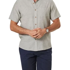 Best Sale 🎉 Gazman Linen Blend Short Sleeve 👚 Shirt In Khaki 🤩