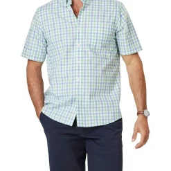 Coupon ❤️ Gazman Easy Care Slub Check Short Sleeve In Green/Blue 🎉