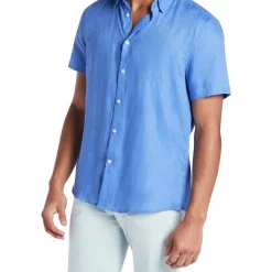 Buy 💯 Marcs Felix Linen Short Sleeve 👚 Shirt In Bright Blue ✨