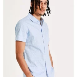 Best reviews of 🎉 Kenji Flynn Geo Print Short Sleeve 👚 Shirt In Light Blue 😉