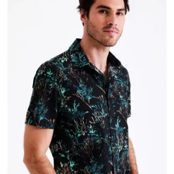 Discount 👏 Maddox Reef Floral Print Short Sleeve 👕 Shirt In Navy 🔔