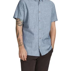Brand new 🥰 Jack & Jones ☀️ Summer 👕 Shirt Short Sleeve 👕 Shirt In Faded Denim 🔥