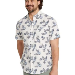 Flash Sale 🔥 Johnny Bigg Rowan Leaf Print 👕 Shirt In White 👏