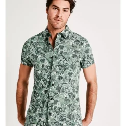 Buy ❤️ Maddox Arakwal Reverse Print Short Sleeve 👕 Shirt In Khaki 🎉