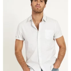 Discount 🔥 Maddox Daltry Dobby Short Sleeve 👚 Shirt White 🥰